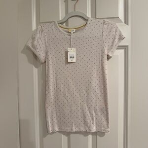 Mini Boden White and Pink Short Sleeve Tee Casual Comfort 11-12 new with tags